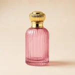 30ml pink ribbed empty perfume bottle with ornate gold cap