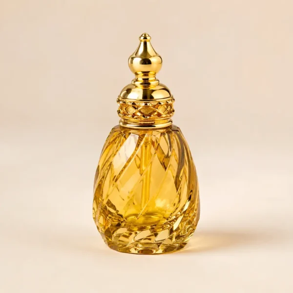 Fancy golden glass attar bottle for refillable perfume oil