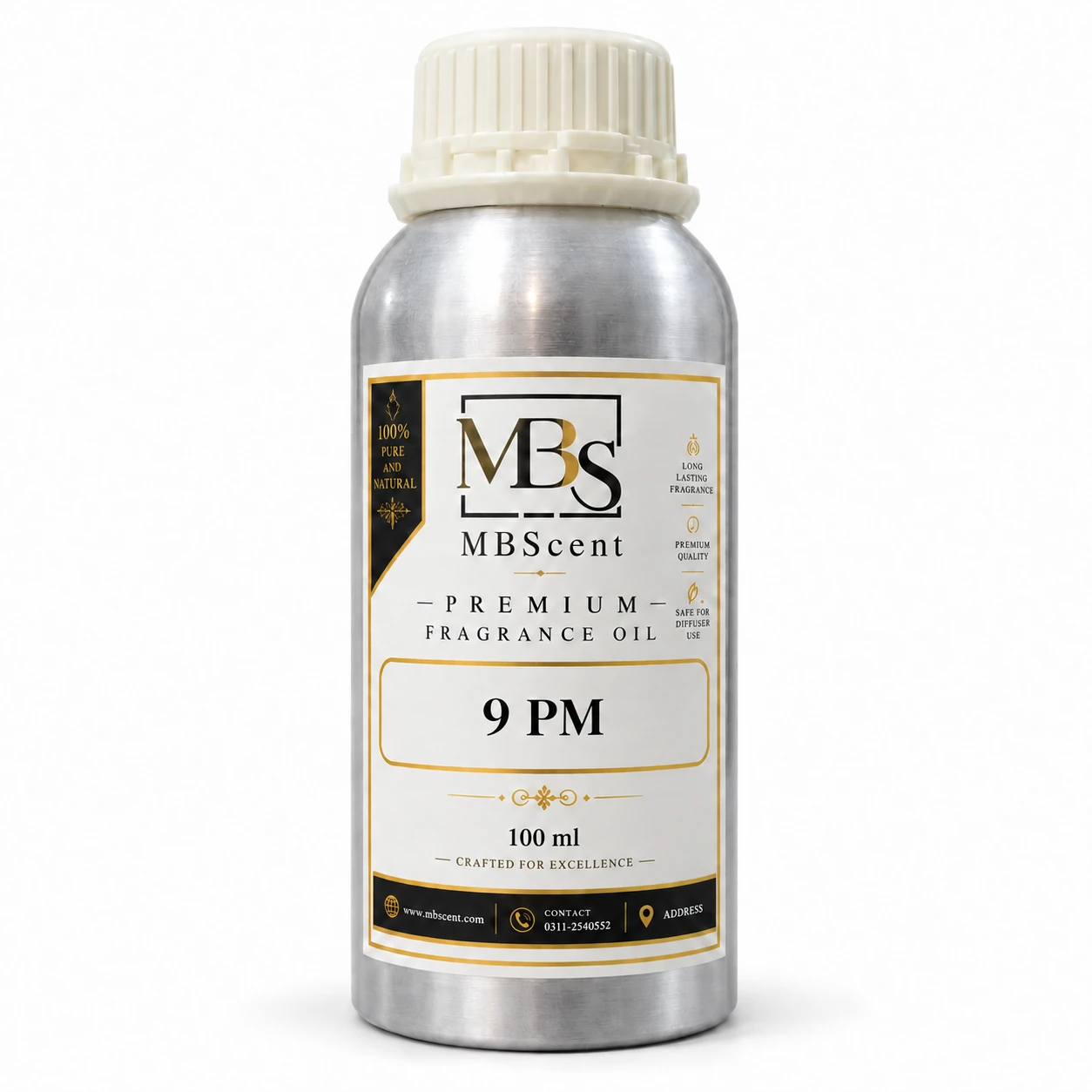 MBS-015_9-pm_100ml MB Scent 9 PM fragrance oil 100 ml bottle