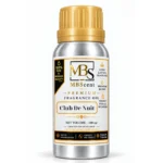 MB Scent Club De Nuit inspired fragrance oil 100ml silver bottle with gold cap on white background
