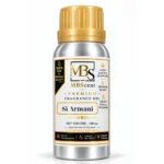 MB Scent Si Armani inspired fragrance oil 100ml silver bottle with gold cap on white background
